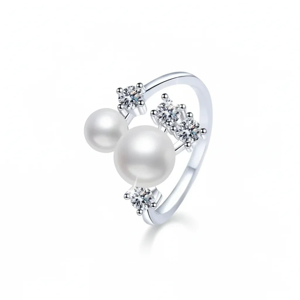 Diamond Stars Pearls Ring