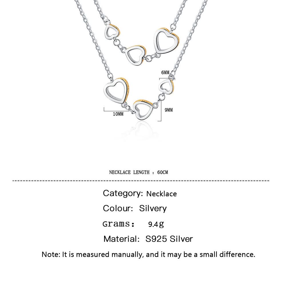 Double Layer Heart Silver Necklace
