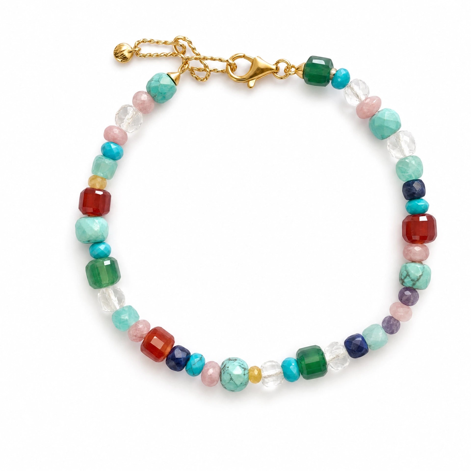 Rainbow Multi-Gemstone Beaded Bracelet