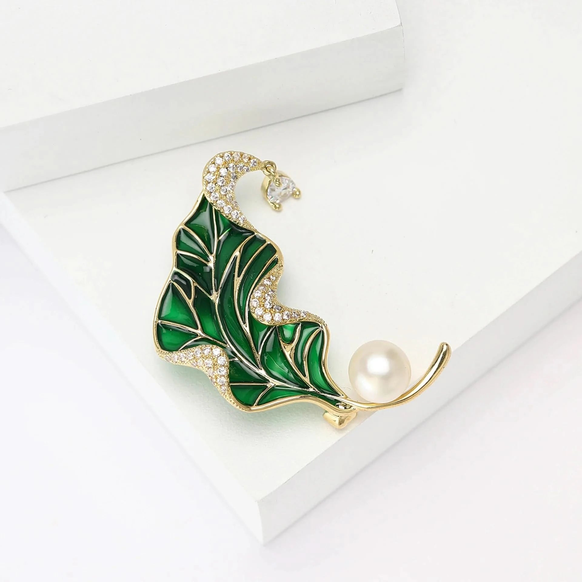 Enamel Leaf Brooch