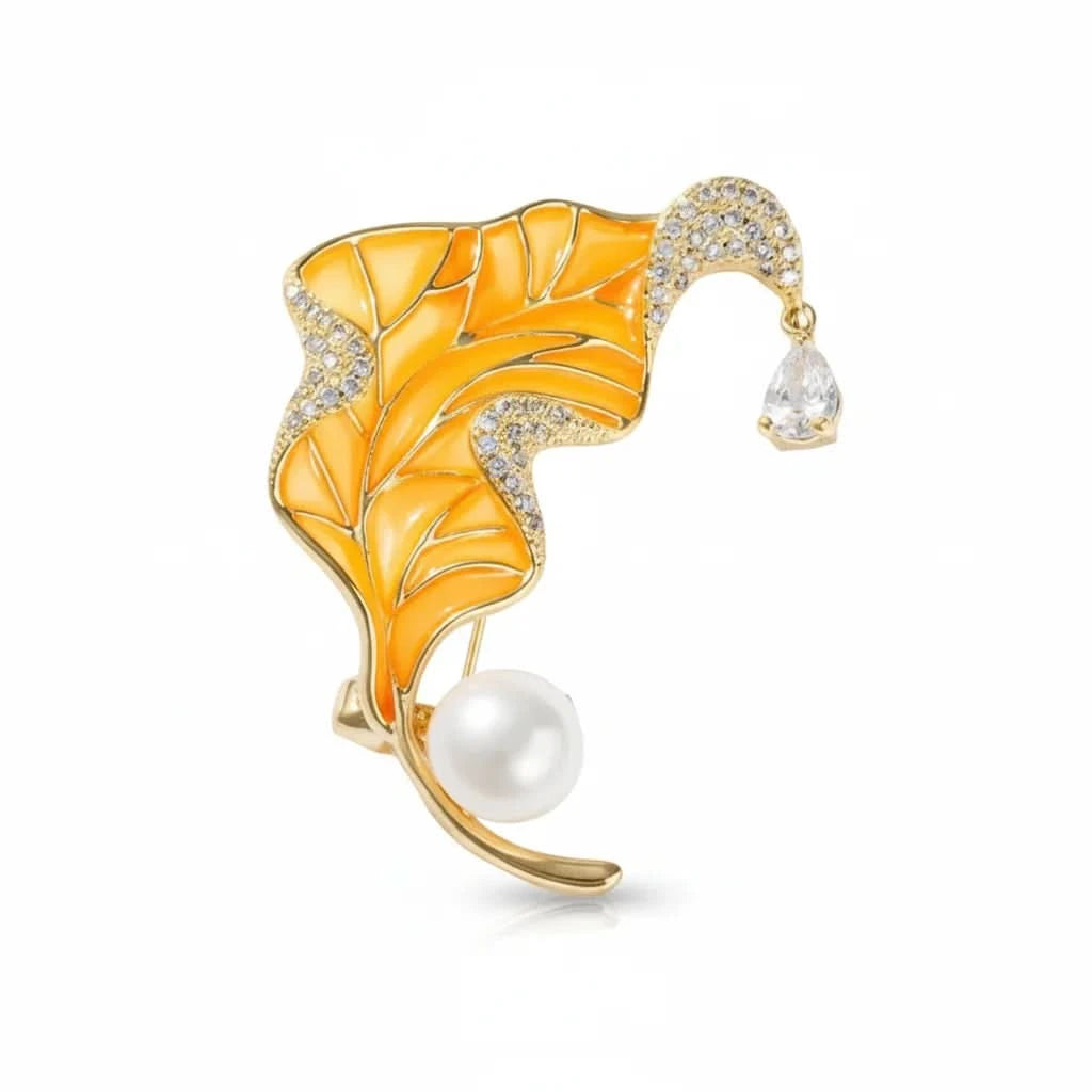 Enamel Leaf Brooch