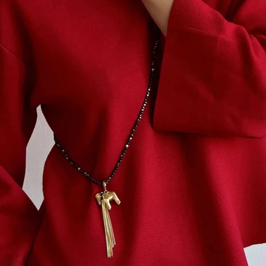 Equestrian Tassel Pendant Long Necklace
