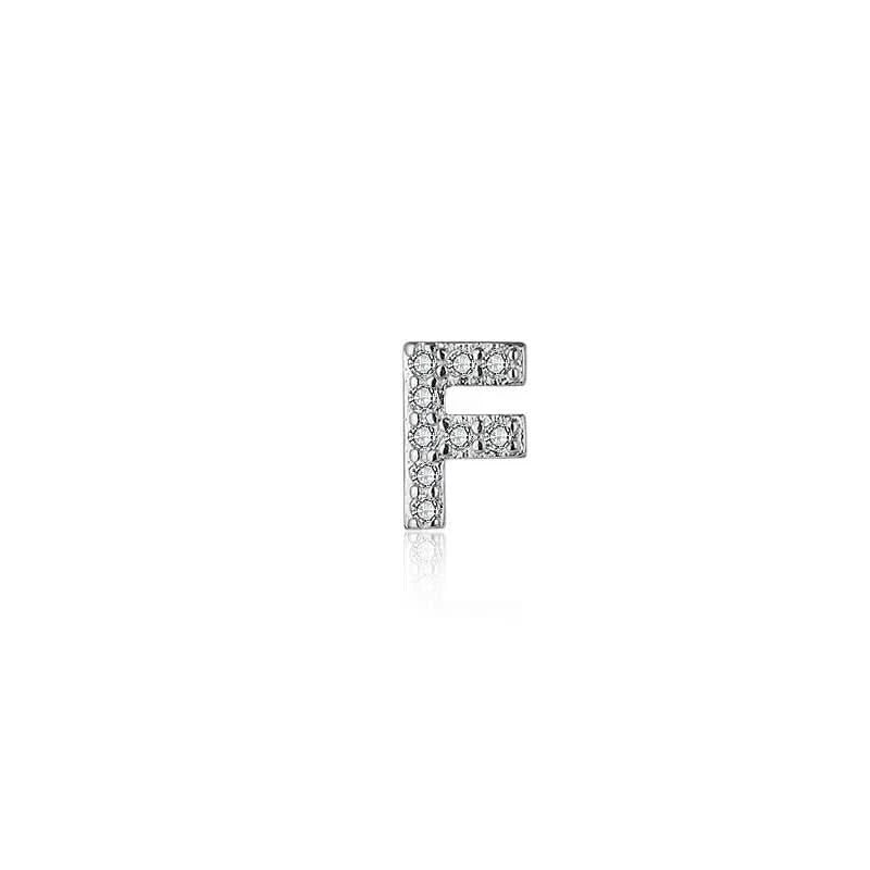 Diamond Letter Initial Silver Stud Earring- a pair