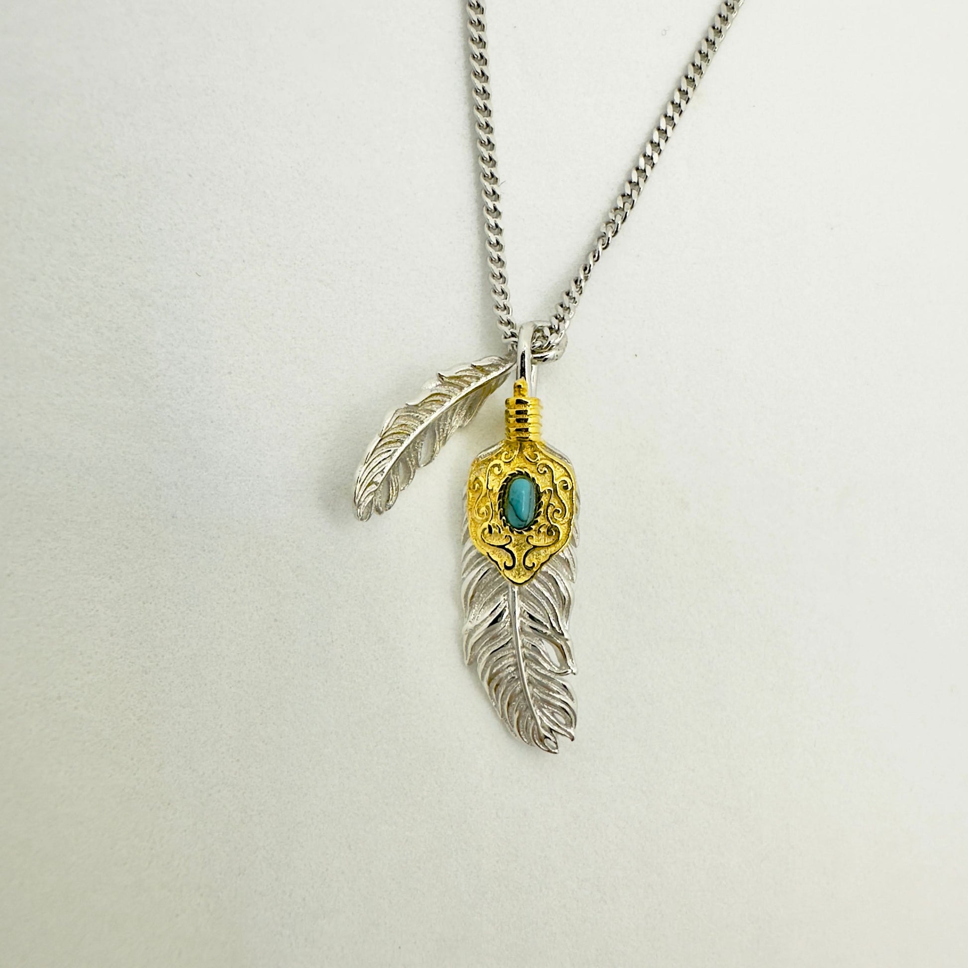 Feather Charm Turquoise Necklace