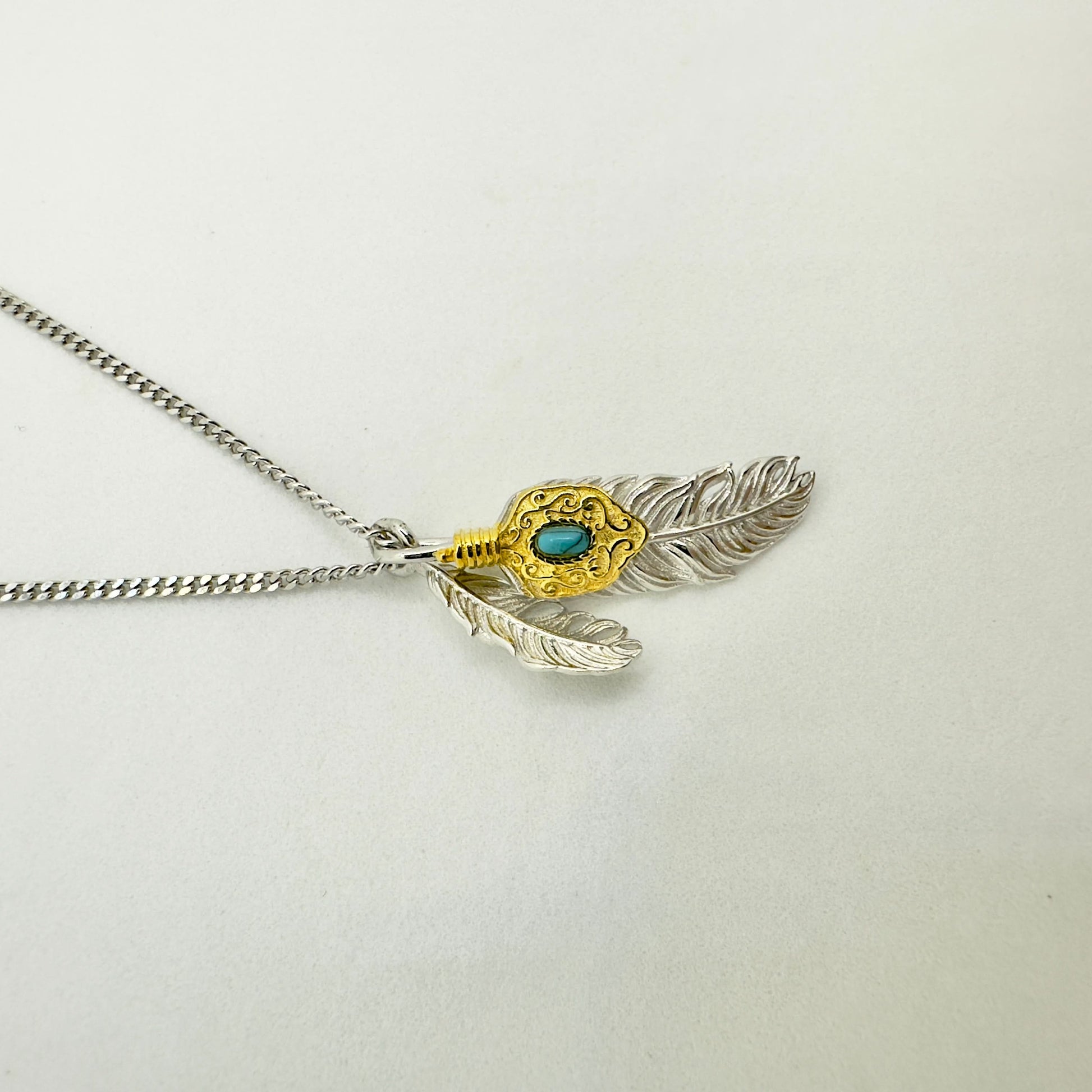 Feather Charm Turquoise Necklace