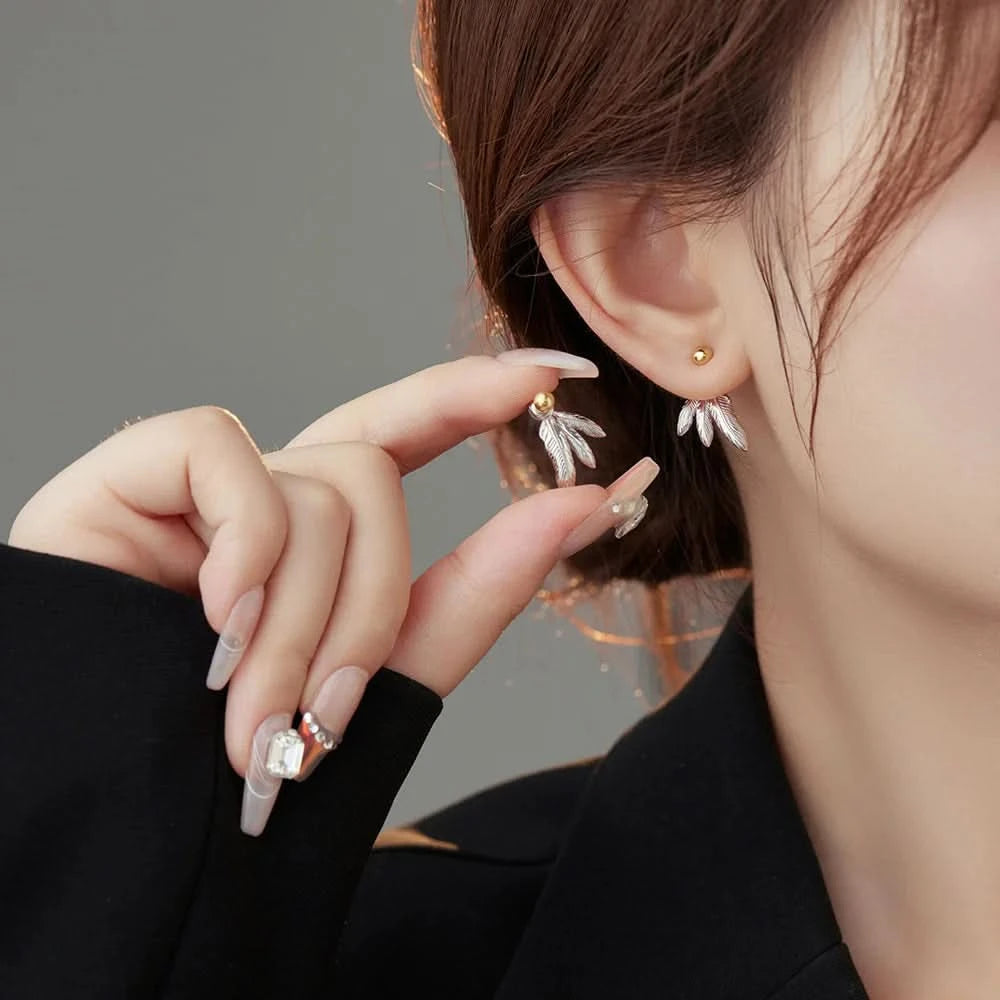 Feather Silver Stud Earrings