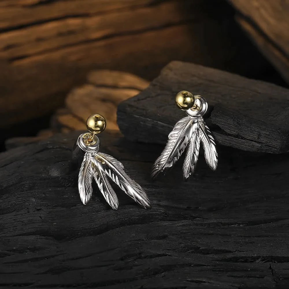 Feather Silver Stud Earrings