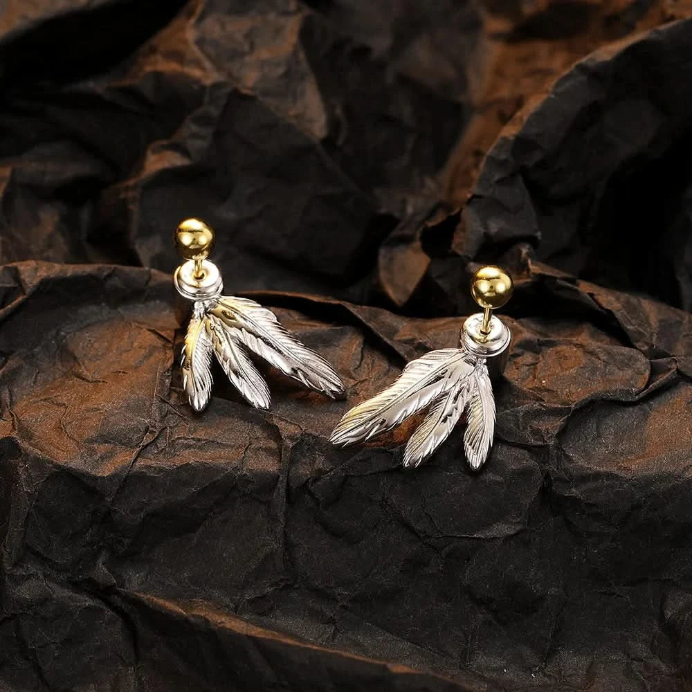 Feather Silver Stud Earrings