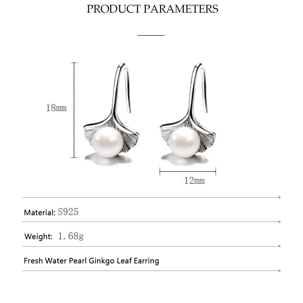 Fresh Water Pearl Ginkgo Leaf Earring