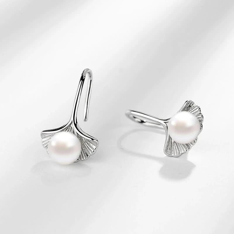 Fresh Water Pearl Ginkgo Leaf Earring