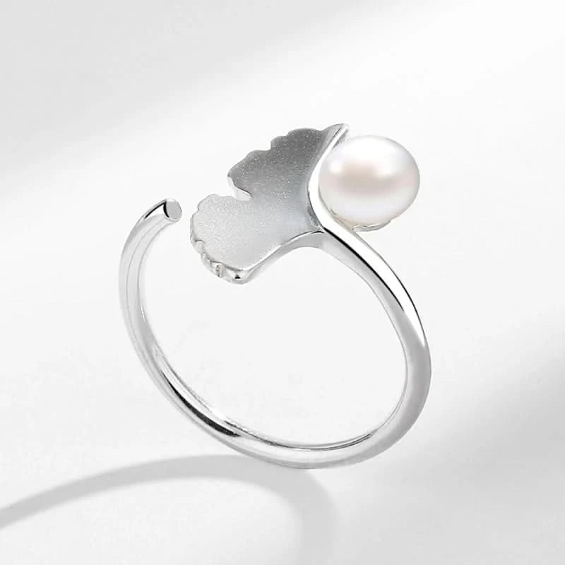 Fresh Water Pearl Ginkgo Leaf Ring