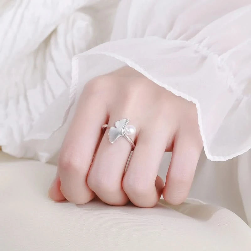 Fresh Water Pearl Ginkgo Leaf Ring