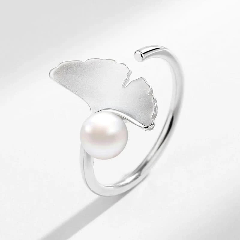 Fresh Water Pearl Ginkgo Leaf Ring