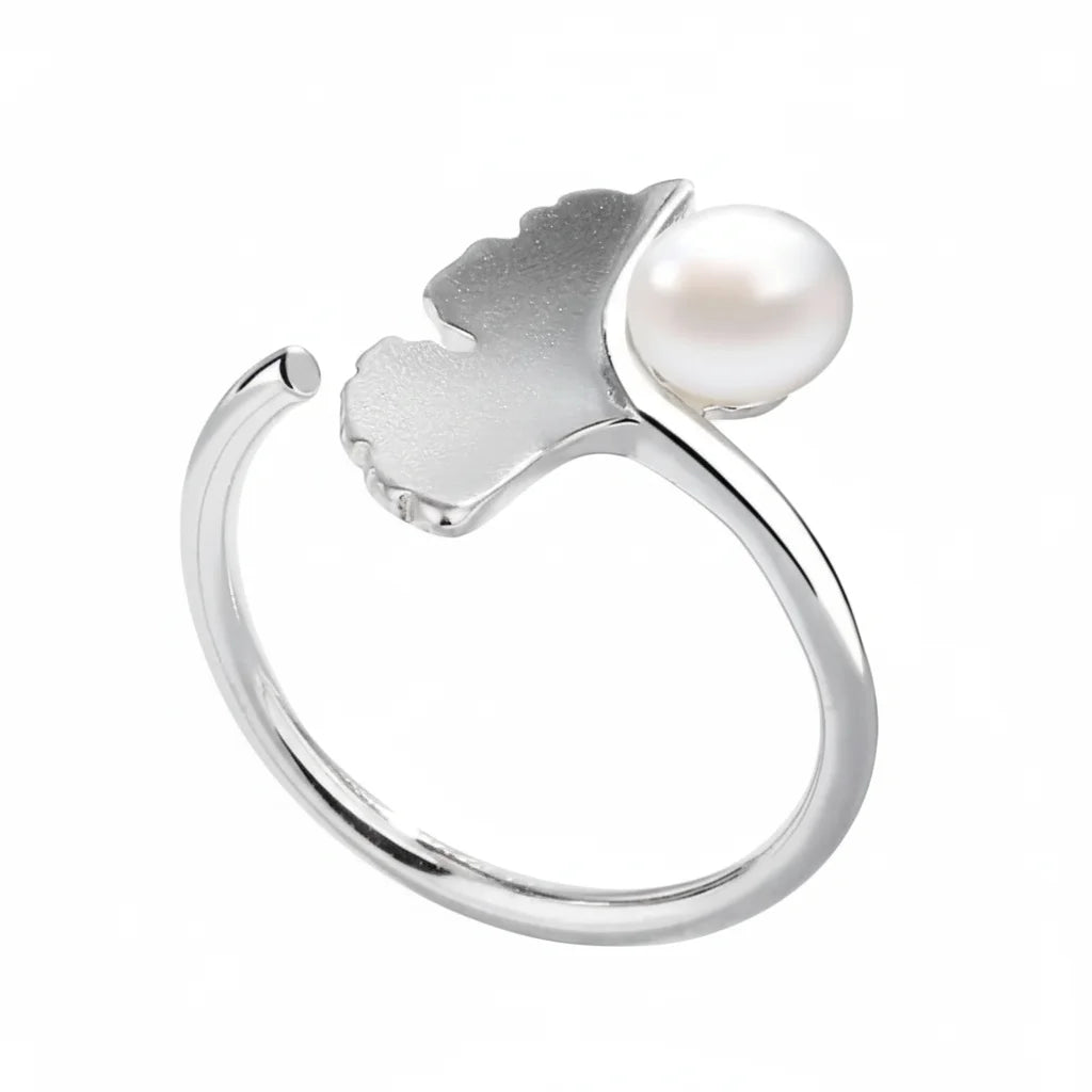 Fresh Water Pearl Ginkgo Leaf Ring