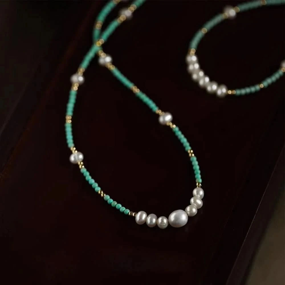 Freshwater Pearl Turquoise Beaded Necklace