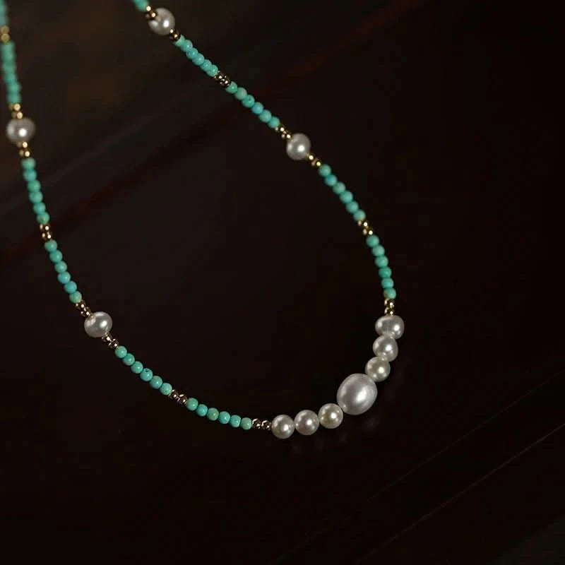 Freshwater Pearl Turquoise Beaded Necklace