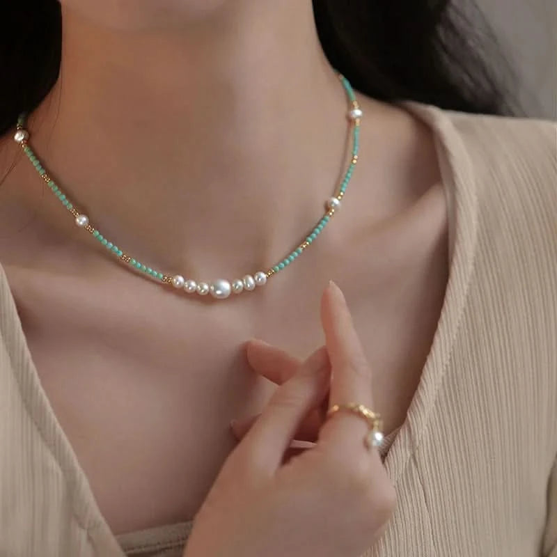 Freshwater Pearl Turquoise Beaded Necklace