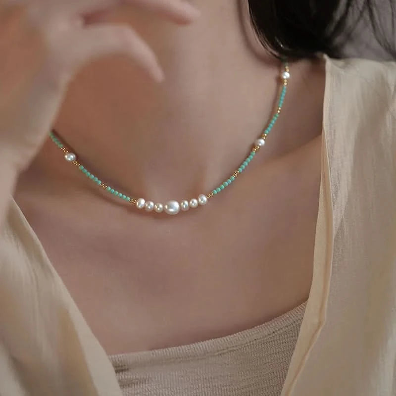 Freshwater Pearl Turquoise Beaded Necklace