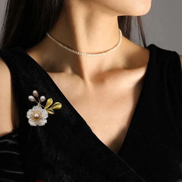 Freshwater Pearl Floral Brooch
