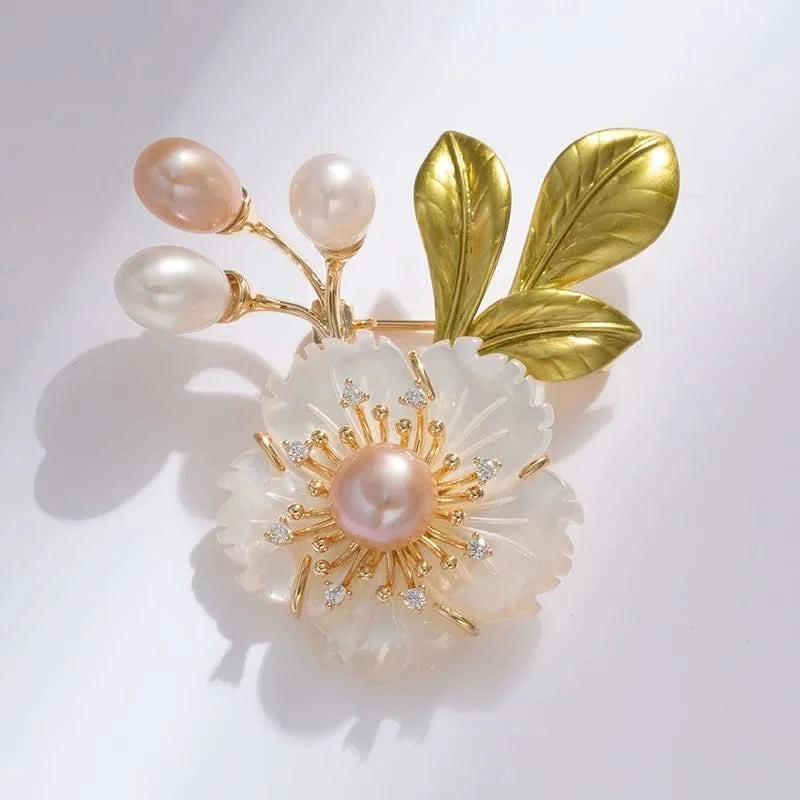 Freshwater Pearl Floral Brooch