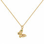 Gold-tone openwork butterfly pendant necklace with multicoloured stones