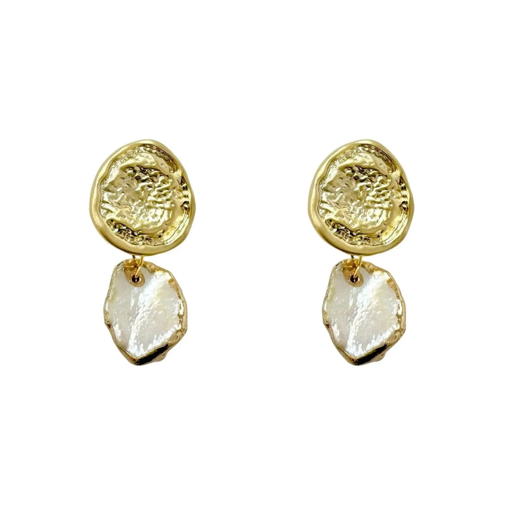 Gold StudPearl Drop Earrings