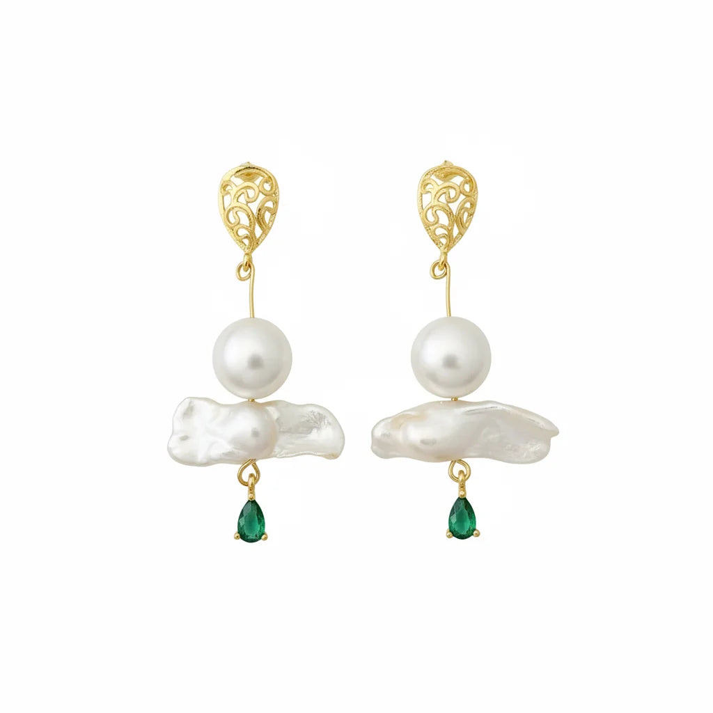 Gold Vermeil Baroque Pearl Drop Earrings