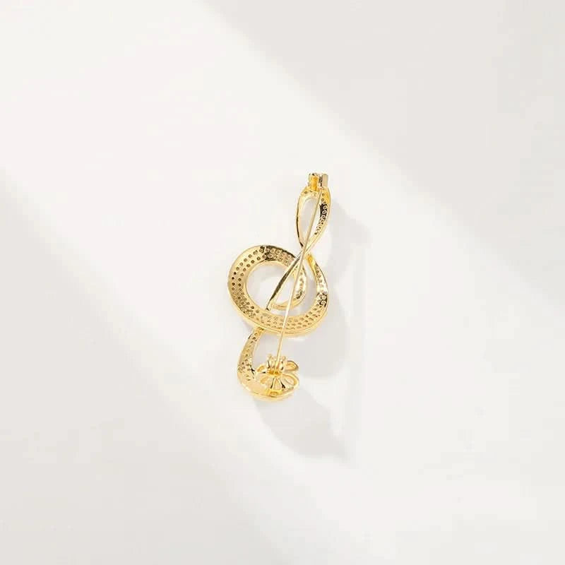 Golden Treble Clef Pearl Brooch