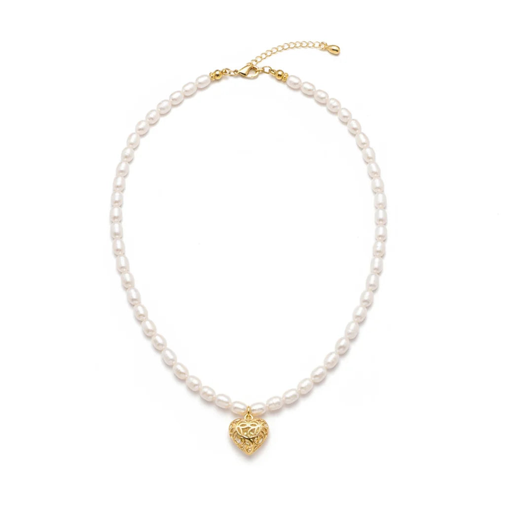 Golden Heart Freshwater Pearl Necklace