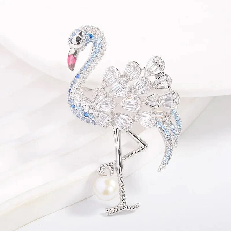 Graceful Flamingo Freshwater Pearl Brooch