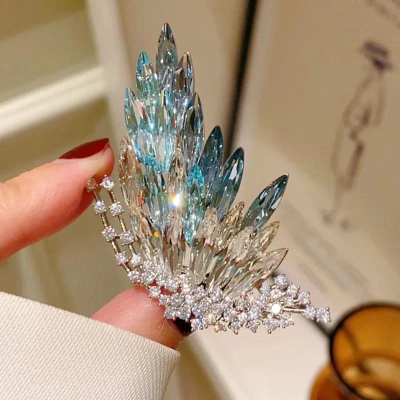 Gradient Zircon Butterfly Brooch blue