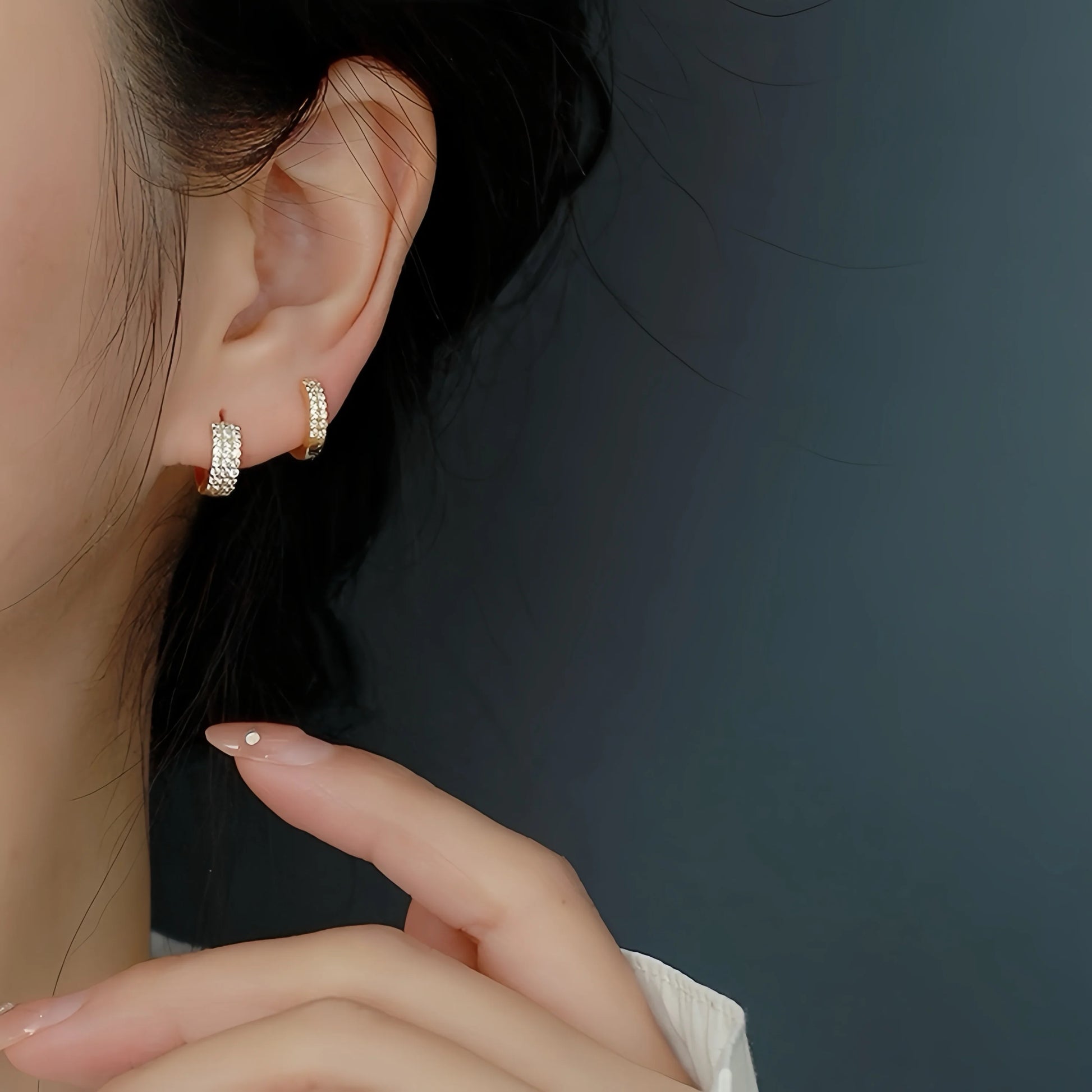 Pavé Huggie Hoop Earrings