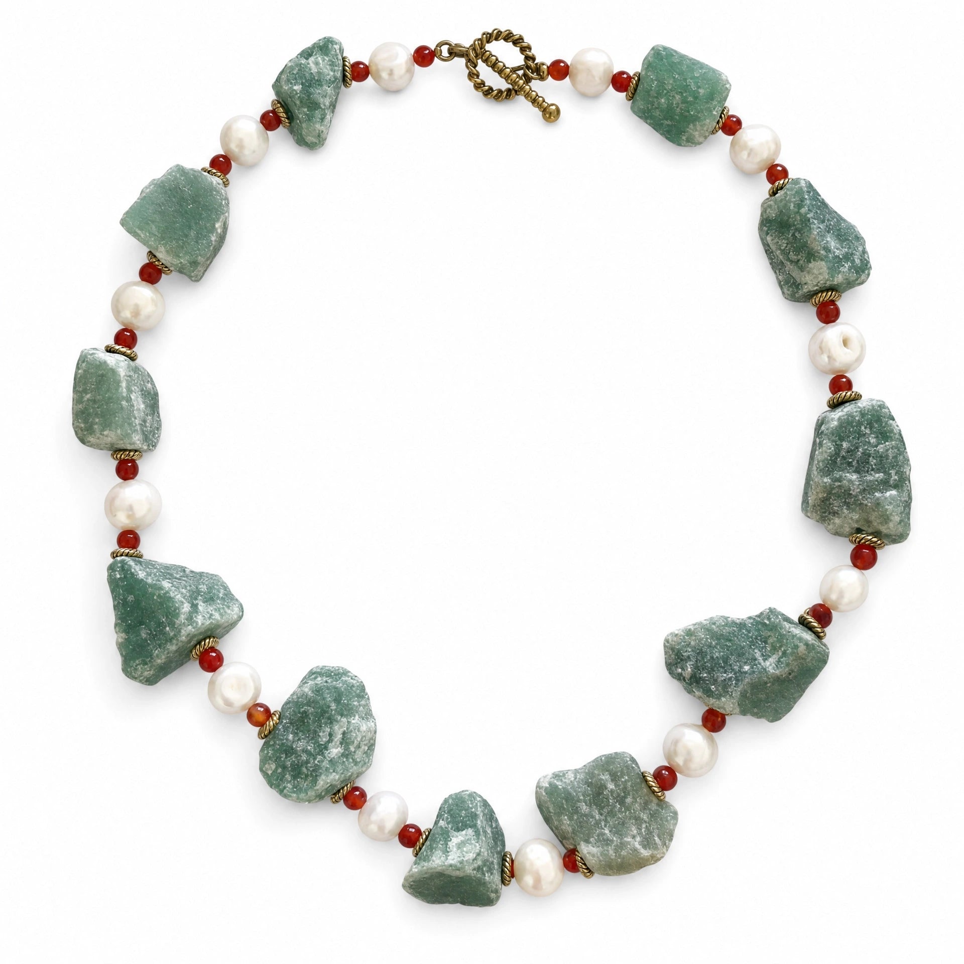 Raw Green Chalcedony Pearl Statement Necklace