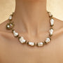 Vintage Baroque Pearl Heart Necklace - Model Wearing