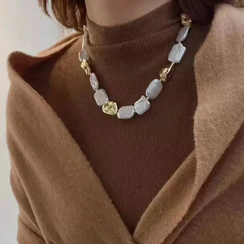 Keshi White Pearl Choker Necklace