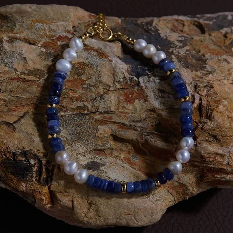 Natural Pearl and Blue Stone Bracelet