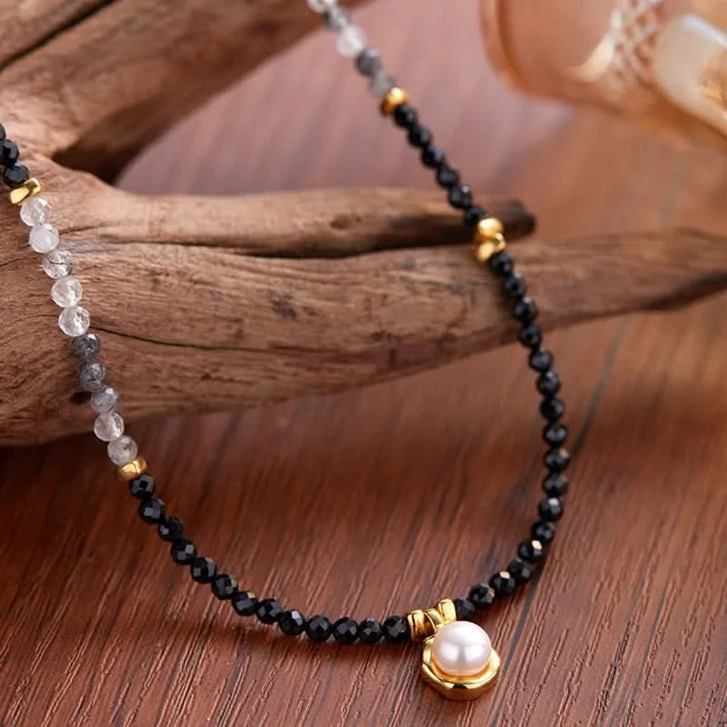 black stone necklace