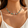 Rainbow Multi-Gemstone Beaded Necklace - Model Wearing