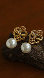 Lace Stylish Earrings – Gold & Silver with Pearl Drop