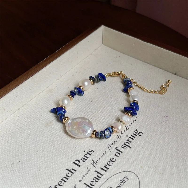 Lapis Lazuli Baroque Pearl Bracelet