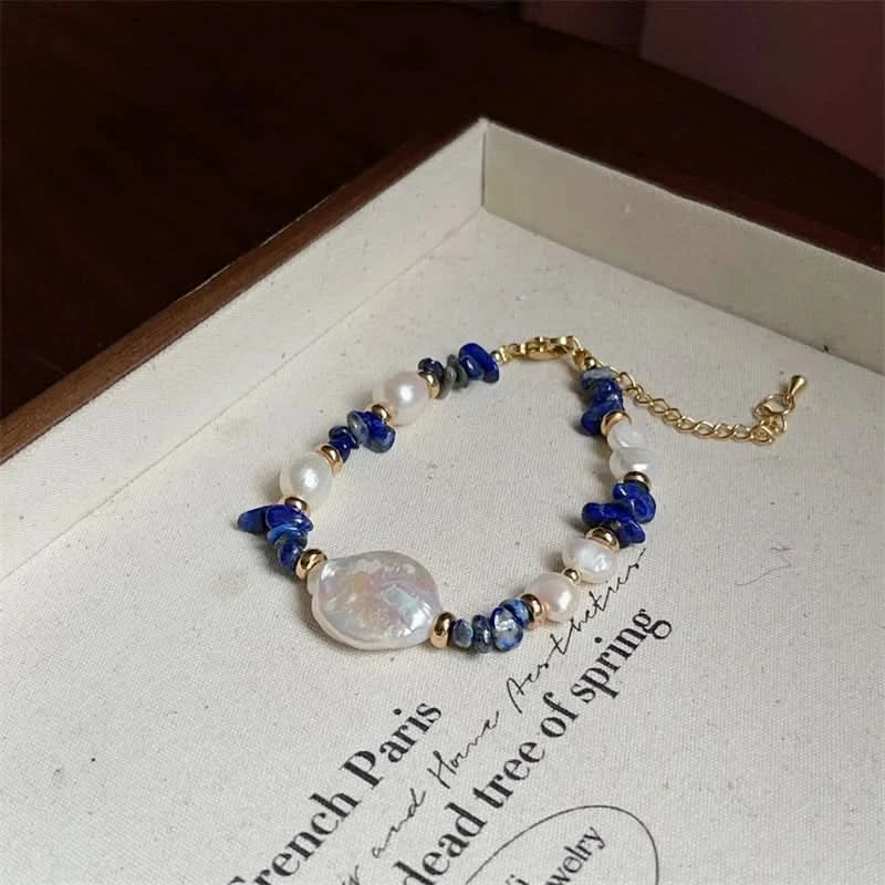 Lapis Lazuli Baroque Pearl Bracelet