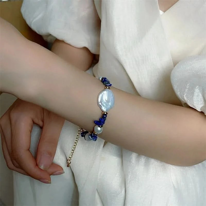 Lapis Lazuli Baroque Pearl Bracelet
