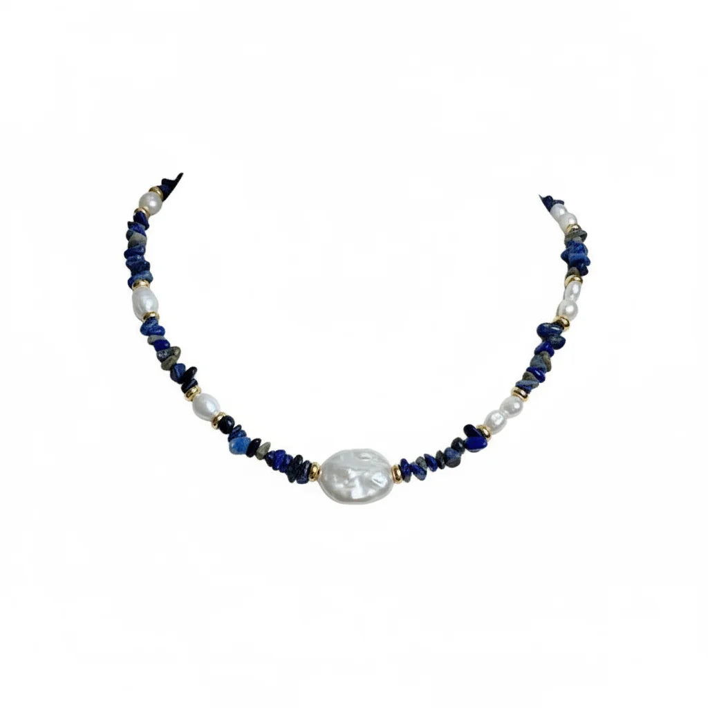 Lapis Lazuli Baroque Pearl Necklace