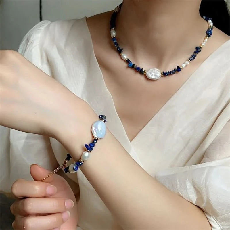 Lapis Lazuli Baroque Pearl Necklace