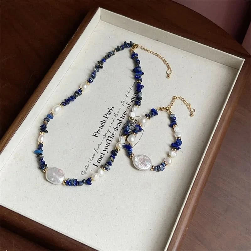 Lapis Lazuli Baroque Pearl Necklace