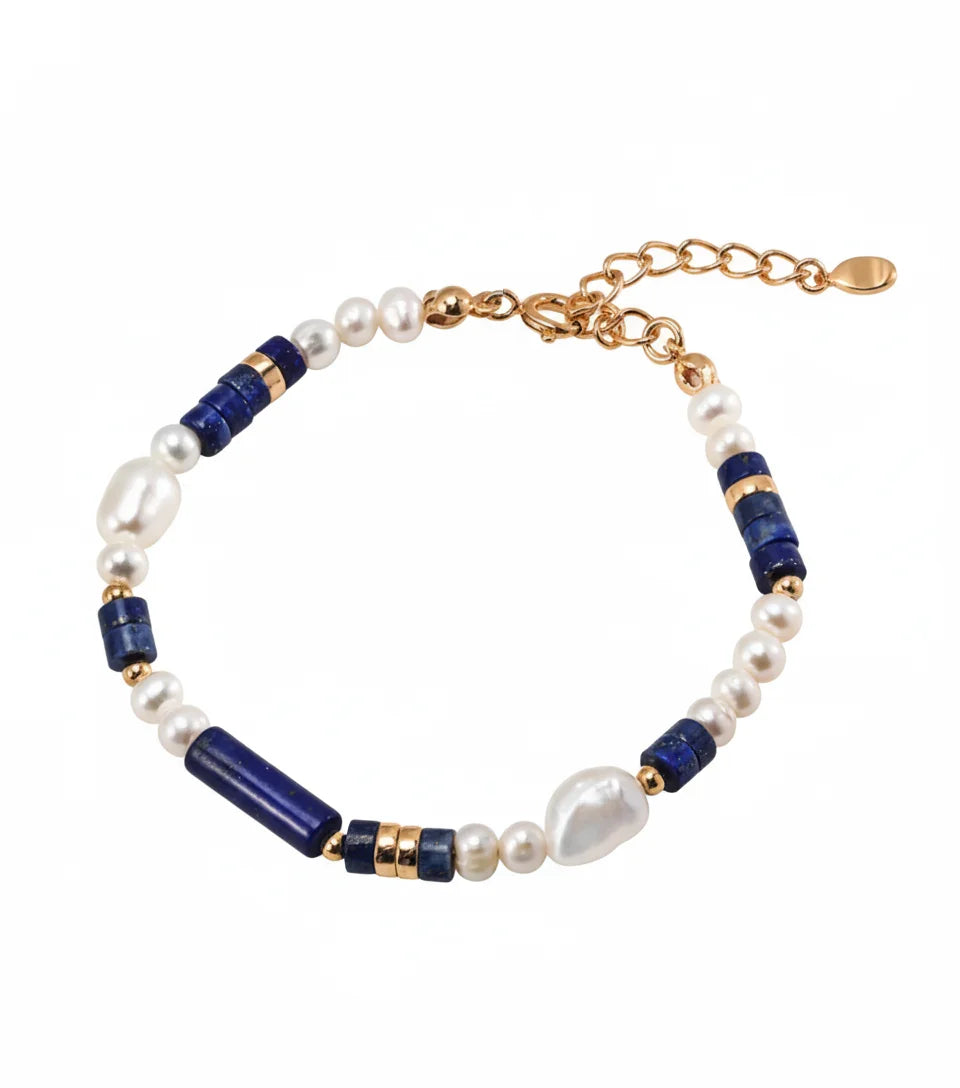 Lapis lazuli Baroque pearl bracelet