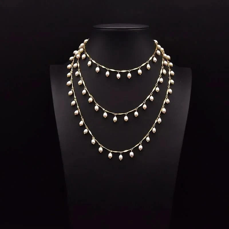 Long Freshwater Pearl Chain Necklace