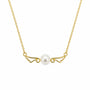 Gold-tone angel wing pearl necklace with a white pearl centrepiece