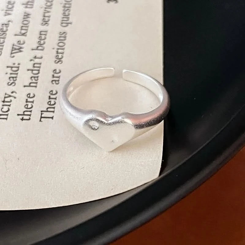 Matte Heart Silver Ring❤️