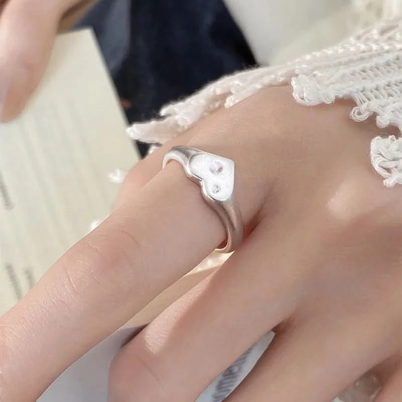 Matte Heart Silver Ring❤️